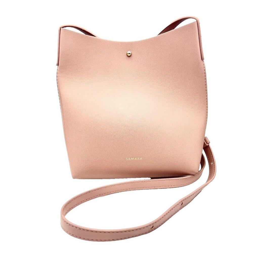 Samara Anthropologie Vegan Leather Crossbody Bag Purse Peony Pink Festival